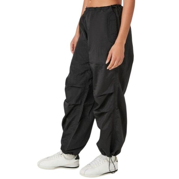 NEW Almost Famous Black Nylon Parachute Pants Toggle Joggers, Size L - Picture 2 of 16